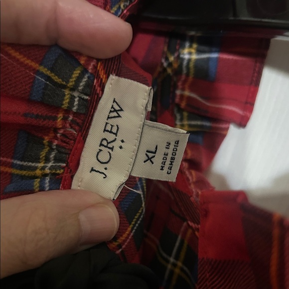 J. Crew Red Plaid Blouse with Black Bow - Picture 2 of 3